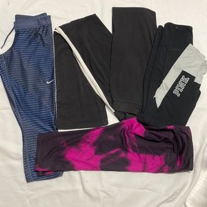 5 pair of Leggings size Small Moda International Pink Nike Champion Black White